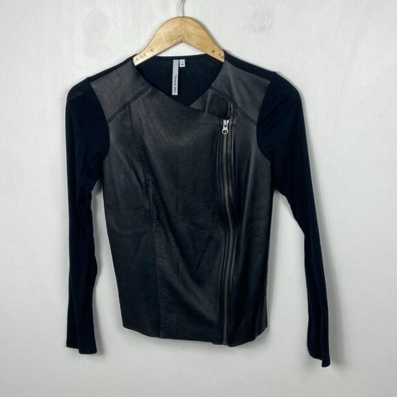 Revolve Michael Stars 100% Leather Lea Moto Asymmetric Zip Jacket Size XS Boho - Picture 11 of 14